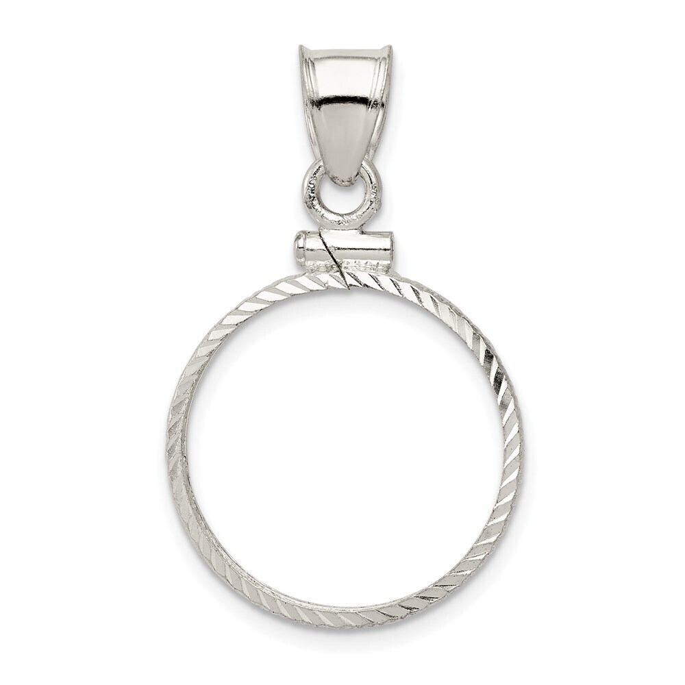 Sterling Silver 19.1 X 1.5mm $0.01 Screw Top Coin Diamond-cut Bezel Pendant